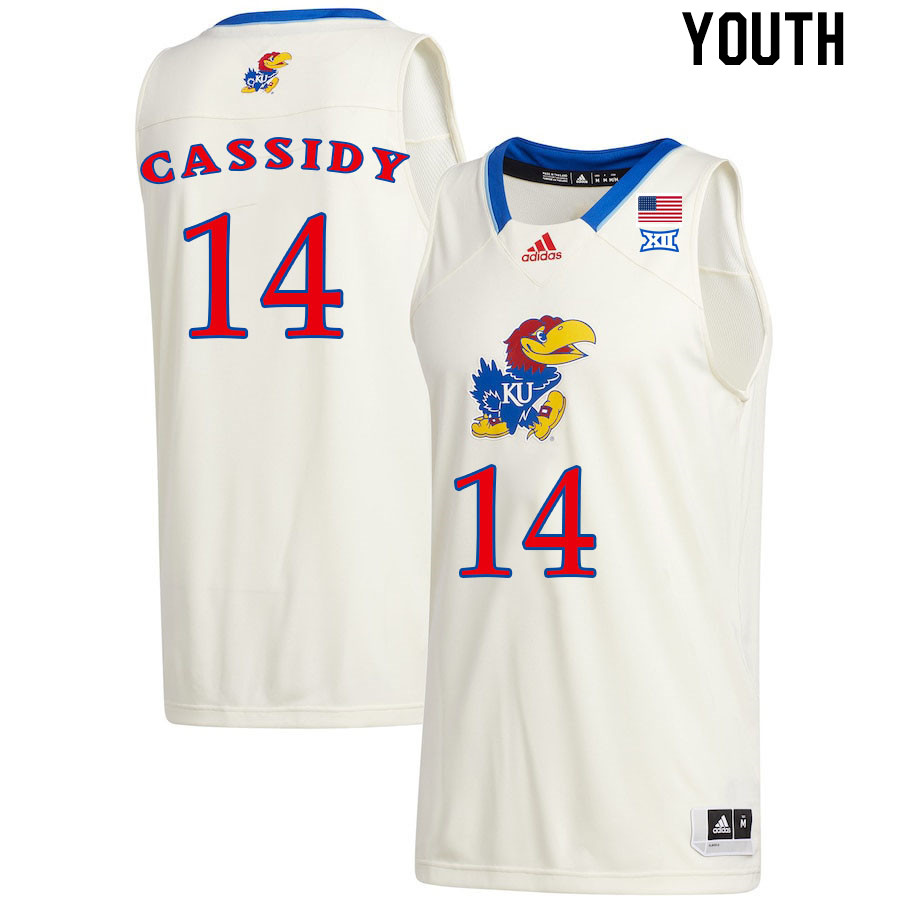 Youth #14 Patrick Cassidy Kansas Jayhawks College Basketball Jerseys Stitched Sale-Cream